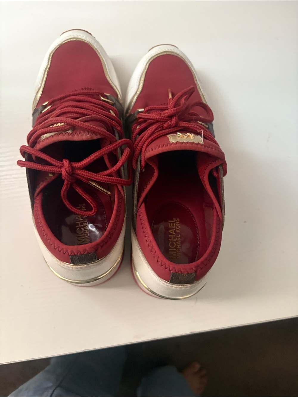Michael Kors Kids' maroon & Gold Trainer Sneakers